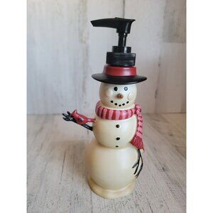 Snowman soap pump red cardinal Xmas bathroom kitchen home decor‎
